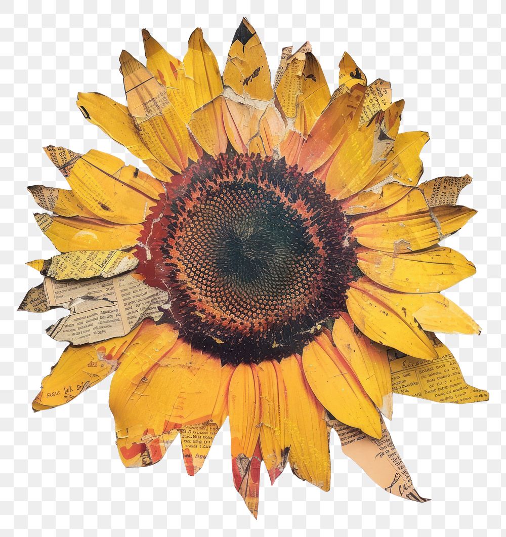 PNG Sunflower shape collage cutouts plant white background inflorescence
