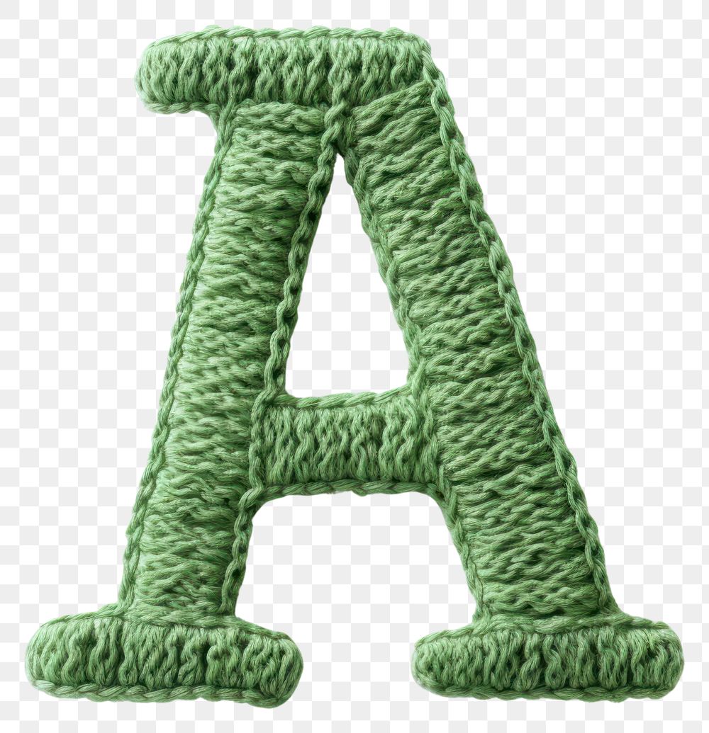 PNG Alphabet A crochet letter font.