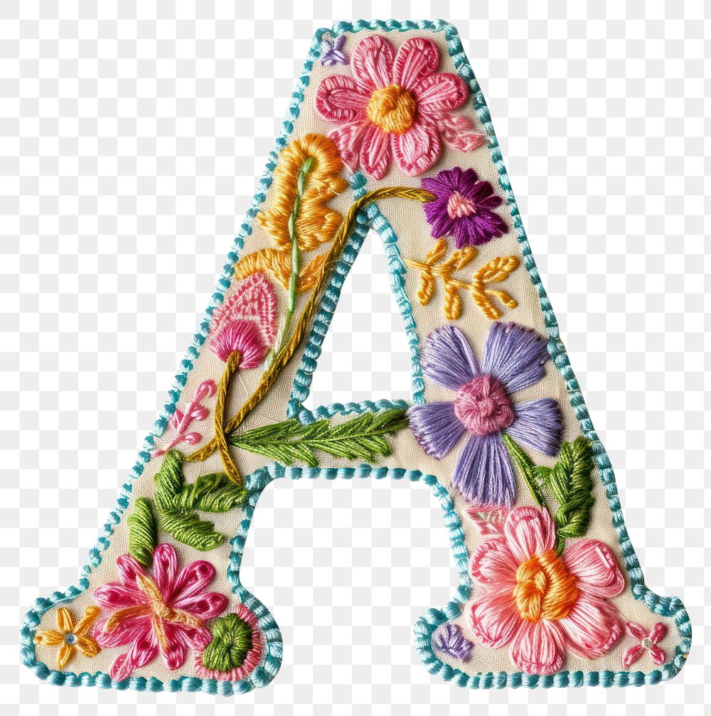 PNG Alphabet A embroidery pattern flower