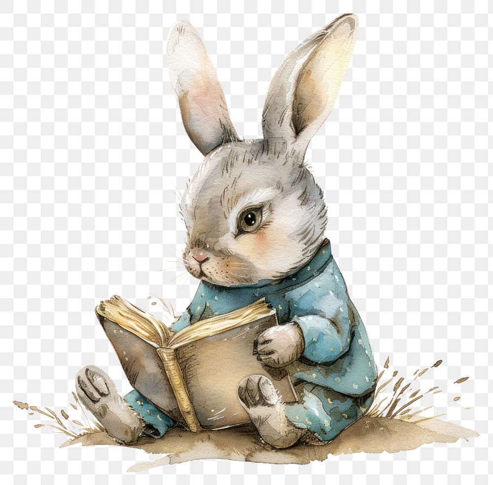 PNG Rabbit reading rabbit animal mammal.