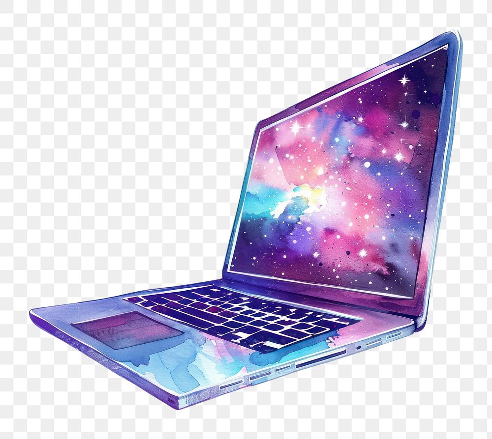 PNG Computer pc laptop in Watercolor style computer electronics hardware.