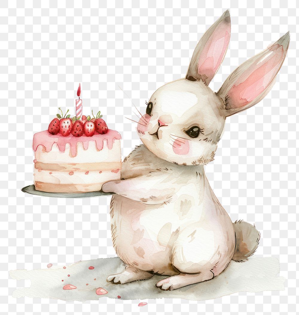 PNG Rabbit Holding Cake cake dessert people.