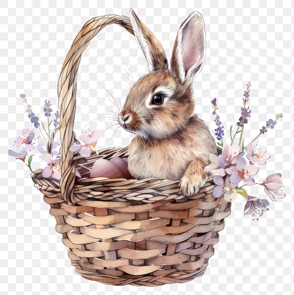 PNG Rabbit in easter basket animal mammal rodent.