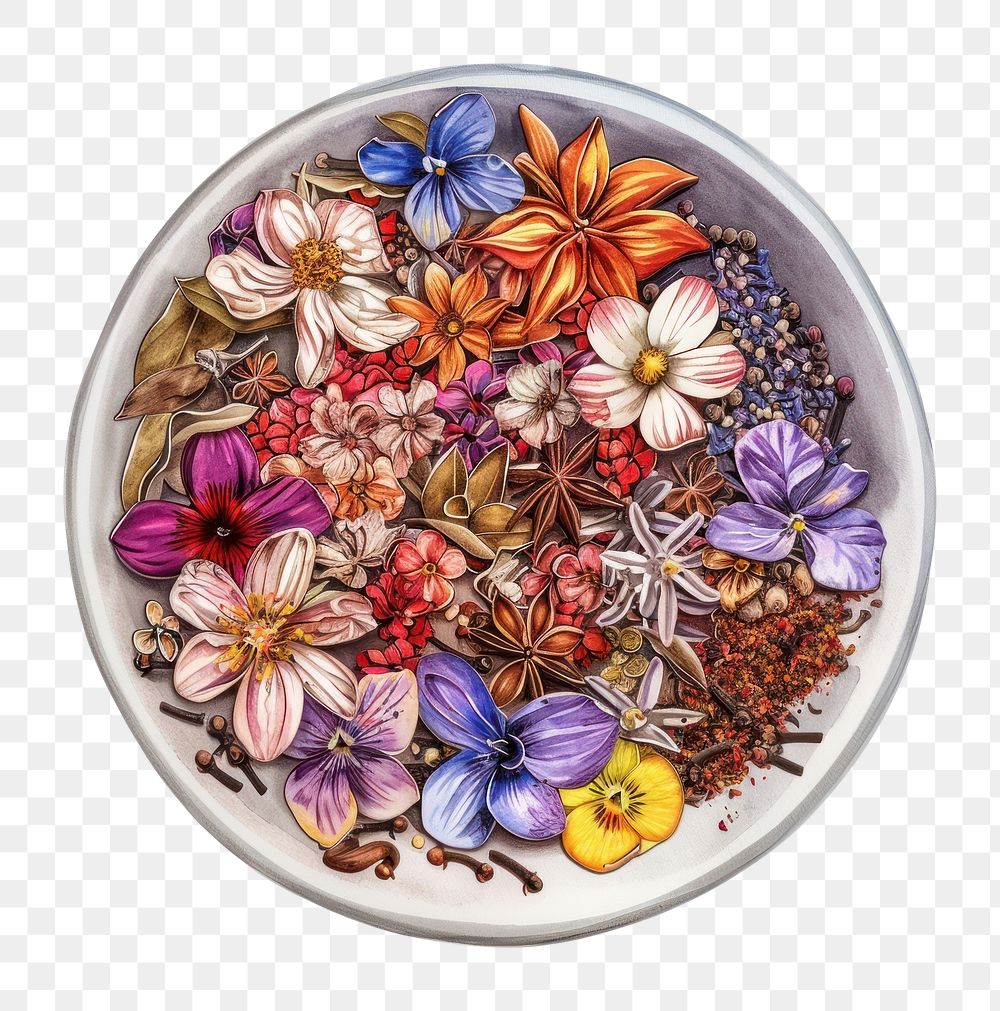 PNG Flower Collage spices in bowl flower blossom herbal.