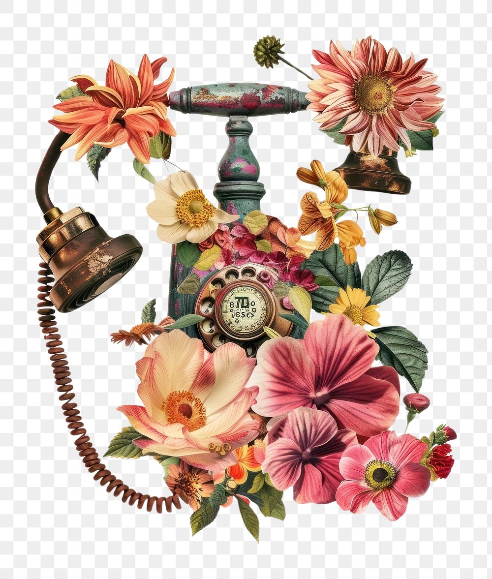 PNG Flower Collage Telephone flower electronics blossom.
