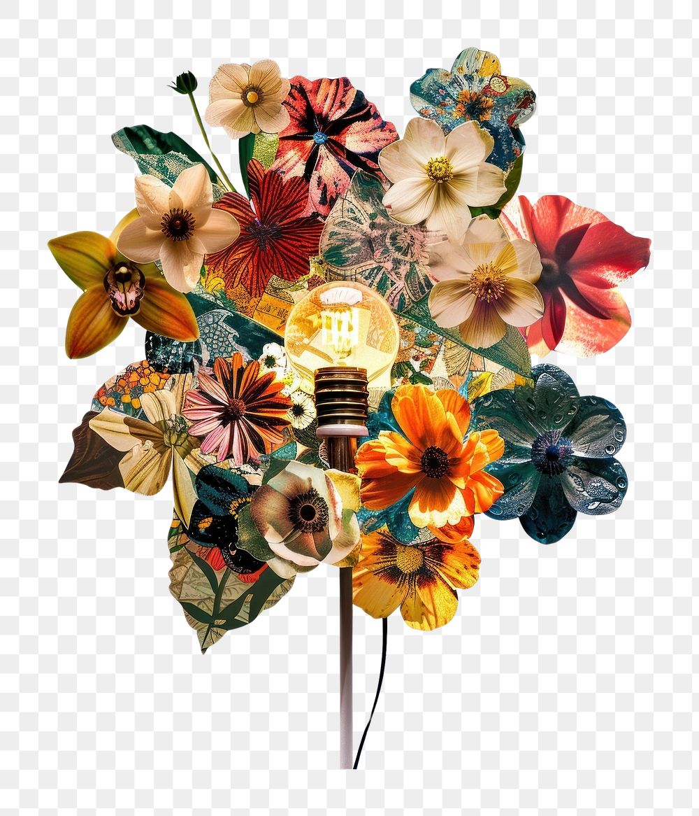 PNG Flower Collage Lamp shaped flower lamp blossom.