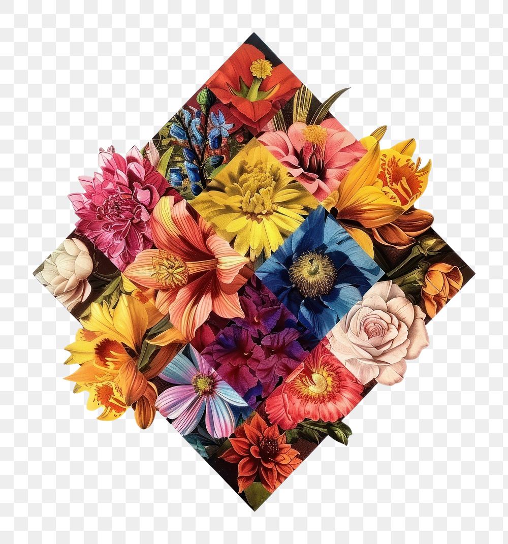 PNG Flower Collage diamond shaped collage pattern flower.