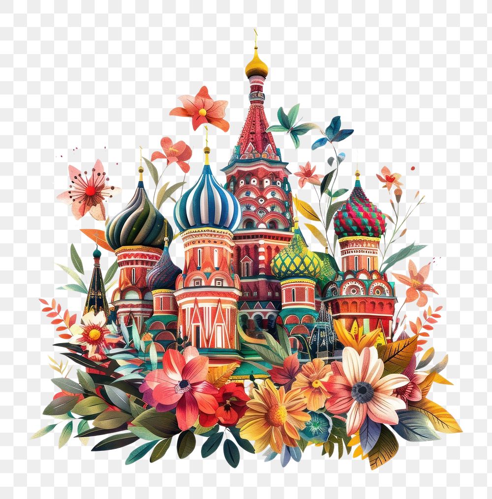 PNG Flower Collage catedral Russia architecture building landmark.