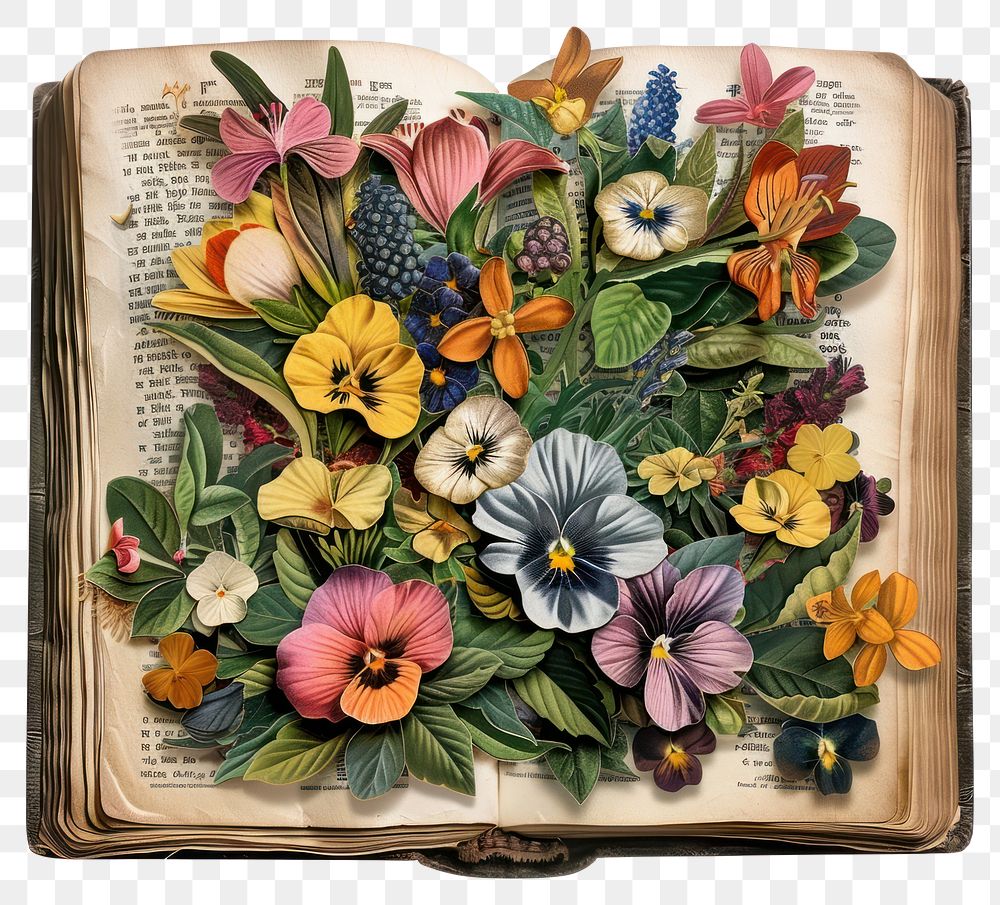 PNG Flower Collage Bible book pattern flower publication.