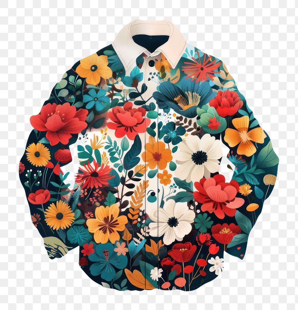 PNG Flower Collage shirt Clothe pattern clothing knitwear.