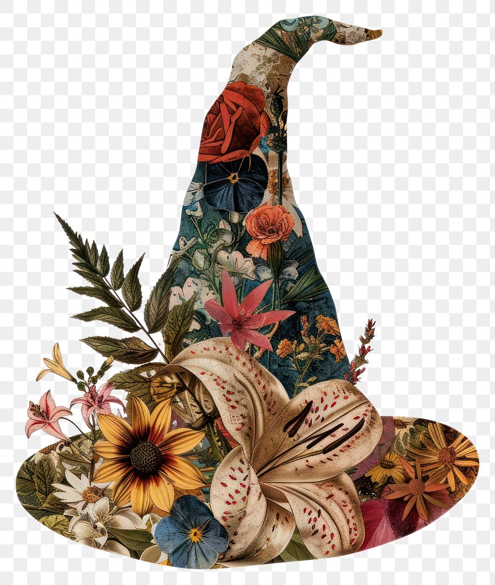 PNG Flower Collage wizard hat flower clothing apparel.