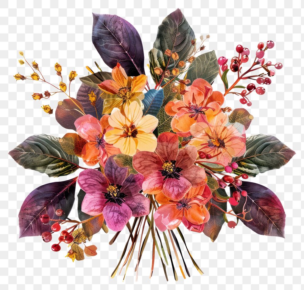 PNG Flower Collage Holly bouquet pattern flower graphics.