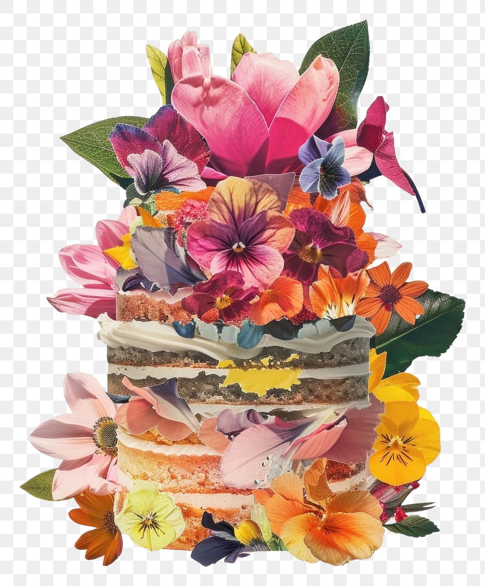 PNG  Flower Collage birthday cake pattern flower graphics.