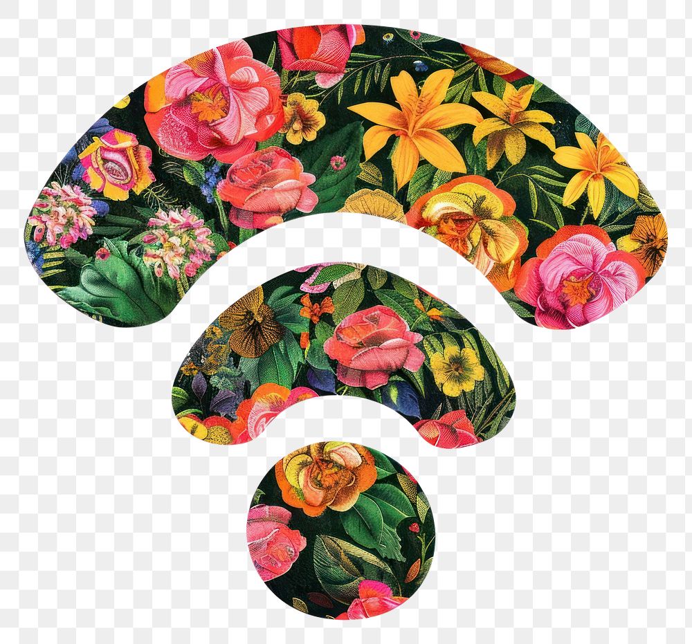 PNG  Flower Collage Wifi icon pattern symbol flower.