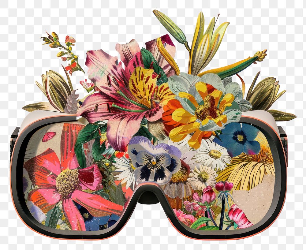 PNG  Flower Collage VR glasses pattern flower accessories.