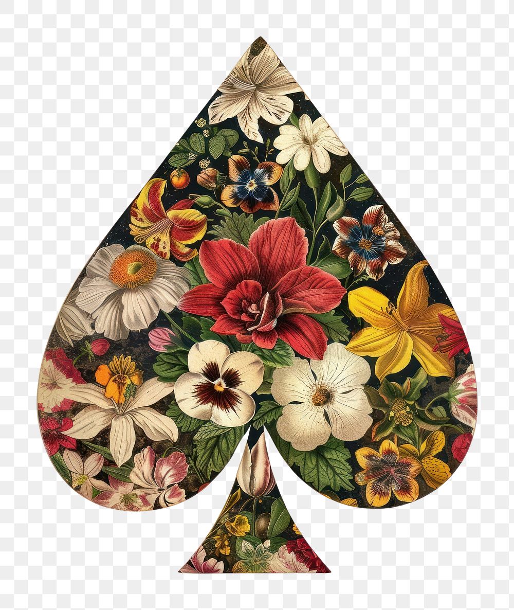 PNG Flower Collage Playing card pattern flower accessories.