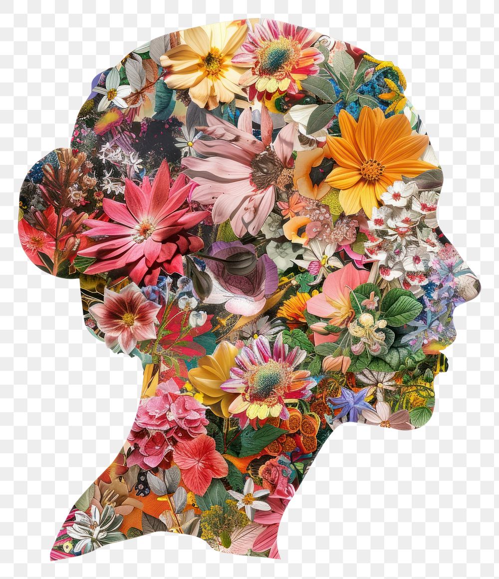 PNG  Flower Collage Helmet collage pattern flower.