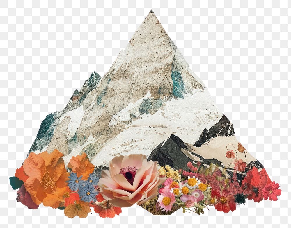 PNG  Flower Collage Mountain mountain flower outdoors.