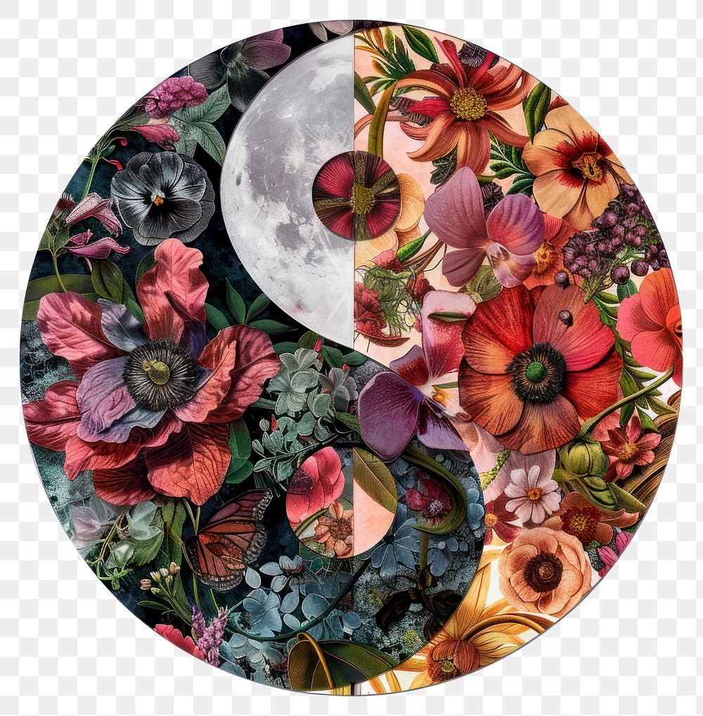 PNG Flower Collage Yin yang icon collage pattern flower.