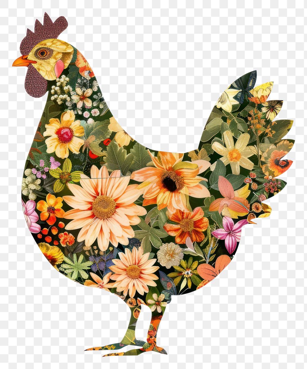 PNG  Flower Collage Chicken chicken pattern poultry.