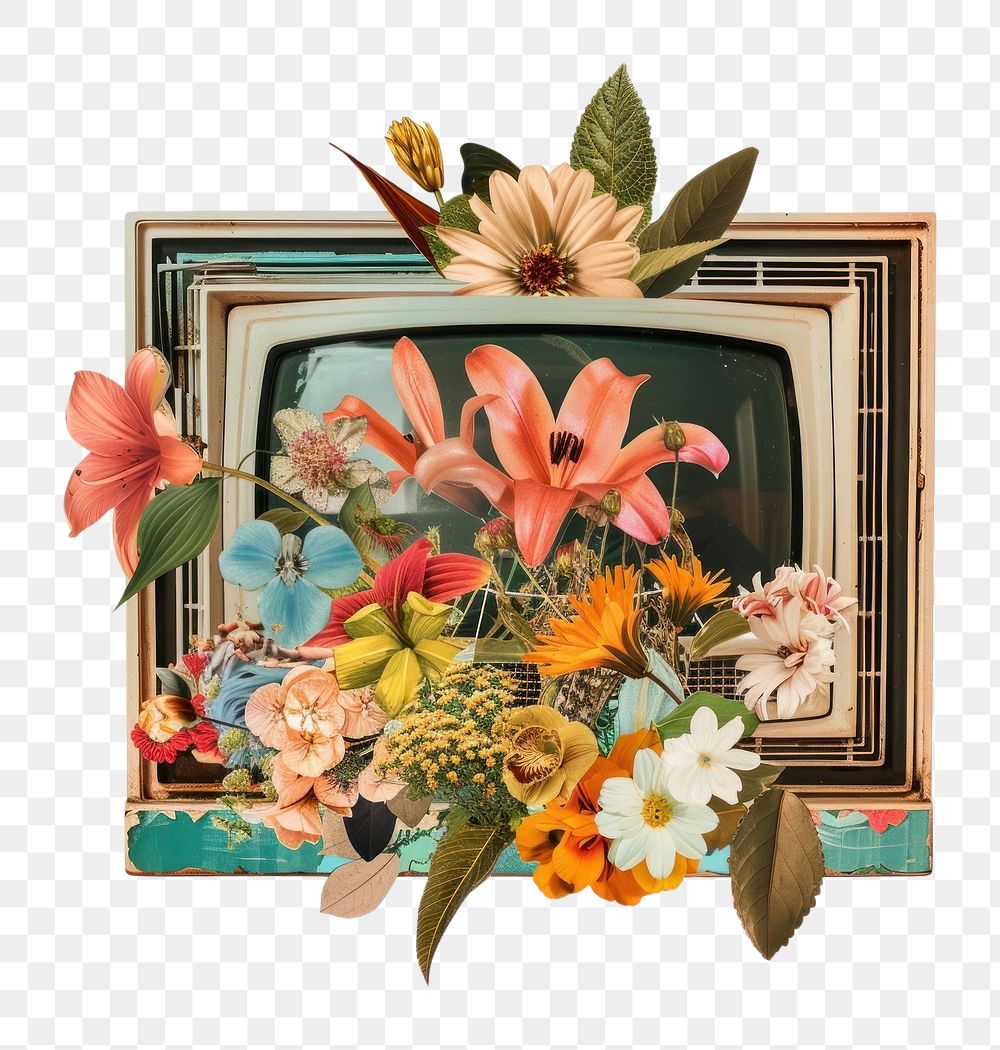 PNG Flower Collage TV pattern flower electronics.