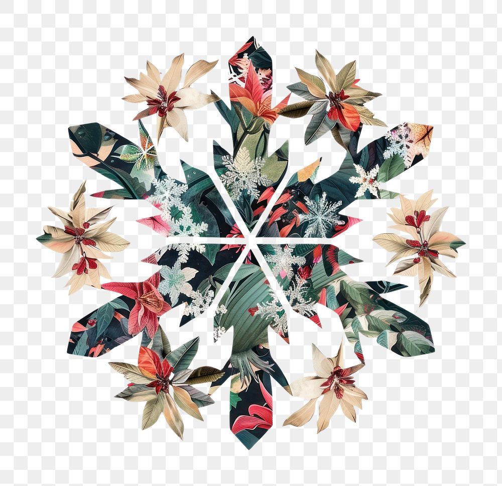 PNG Flower Collage Snowflake pattern paper chandelier.