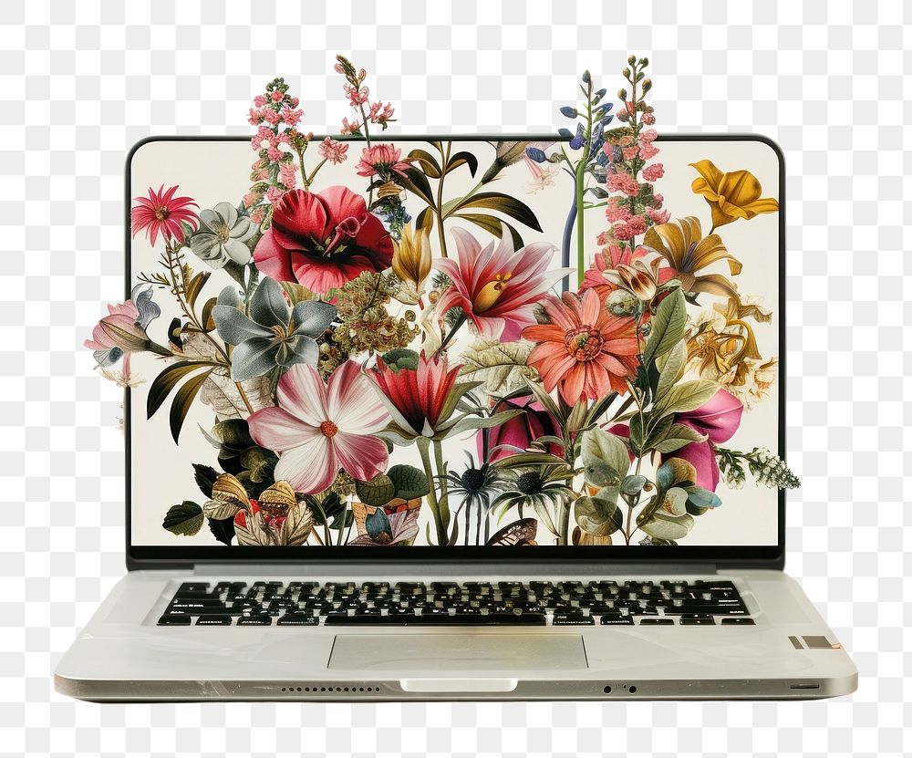PNG Computer pattern laptop flower.