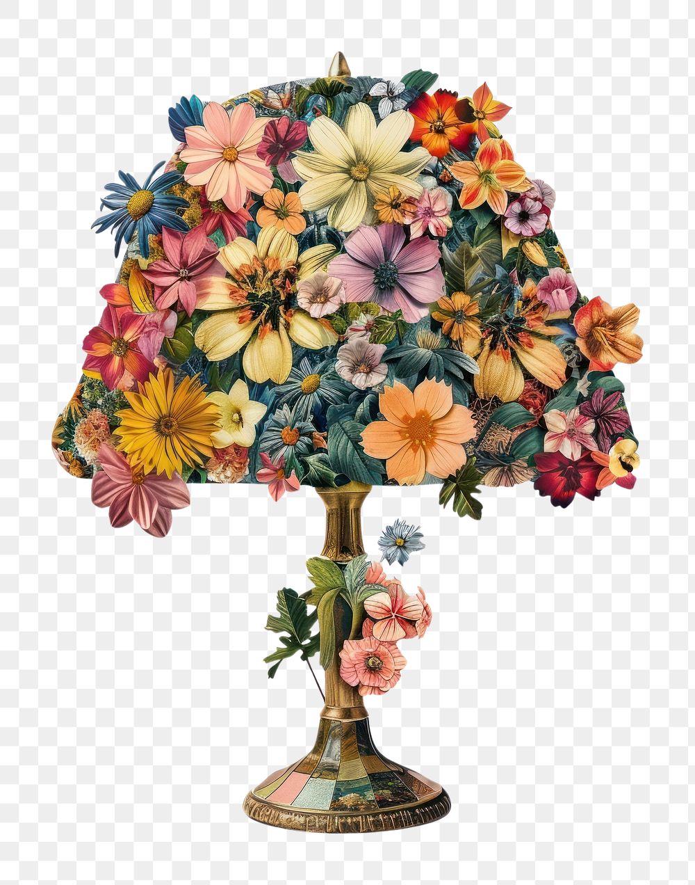 PNG Flower Collage Lamp shaped flower lamp lampshade.