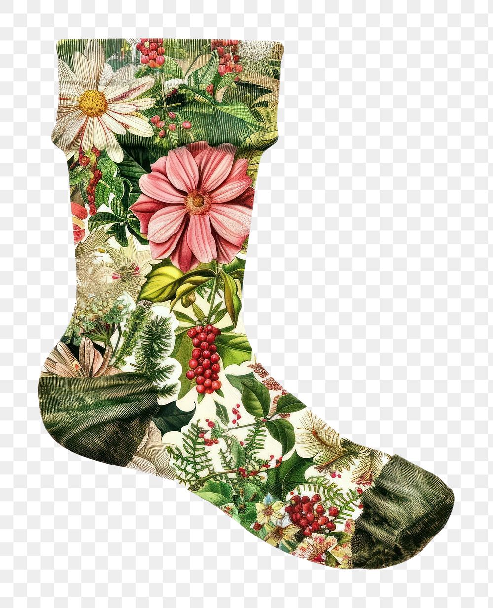 PNG Flower Collage Christmas sock christmas clothing festival.