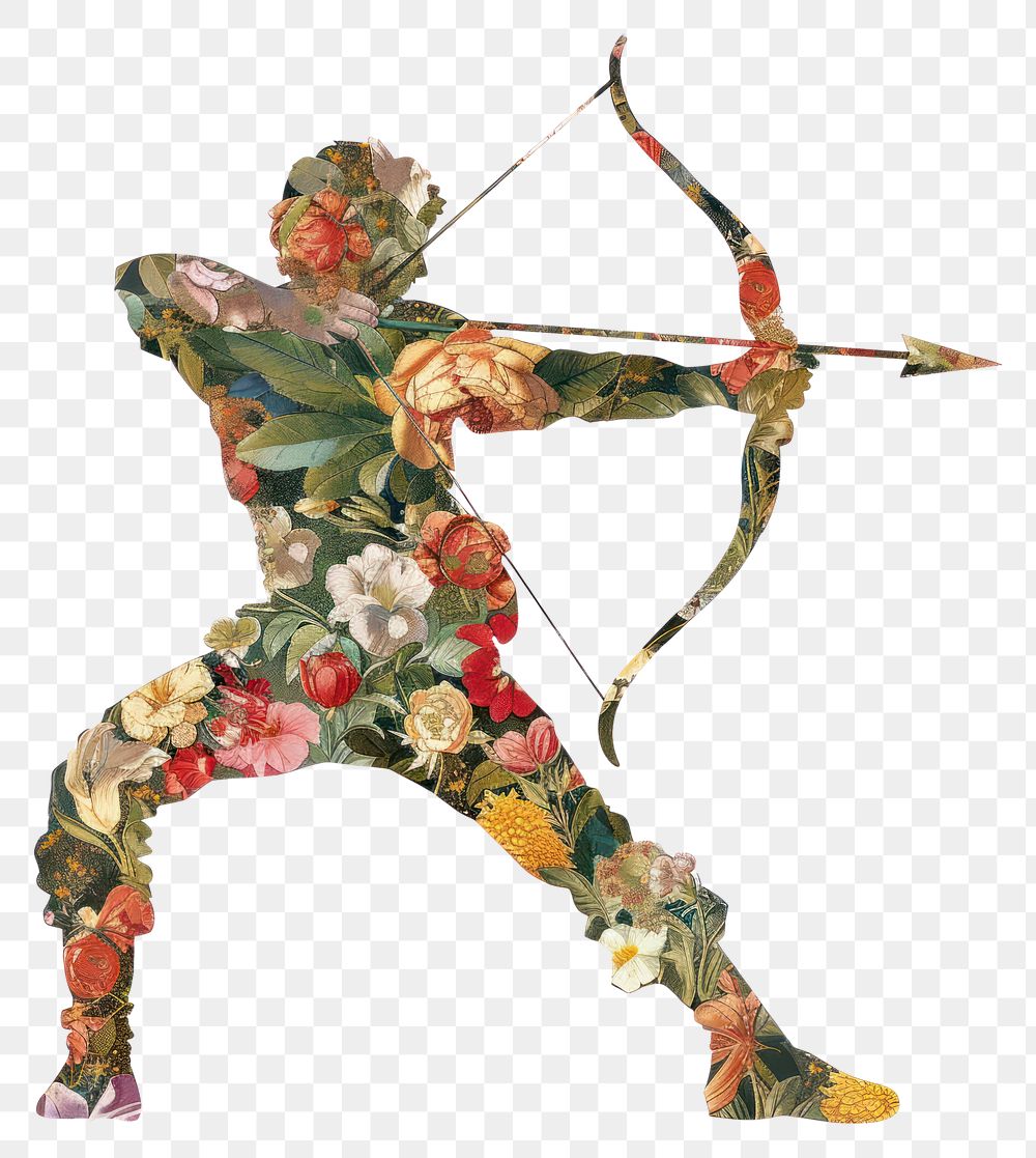 PNG  Flower Collage Sagittarius Zodiac archer weaponry archery.