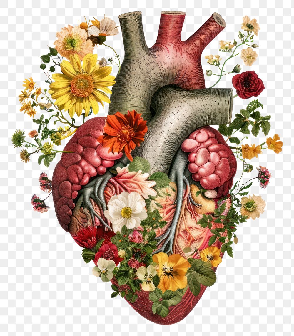 PNG  Flower Collage human heart pattern flower graphics.