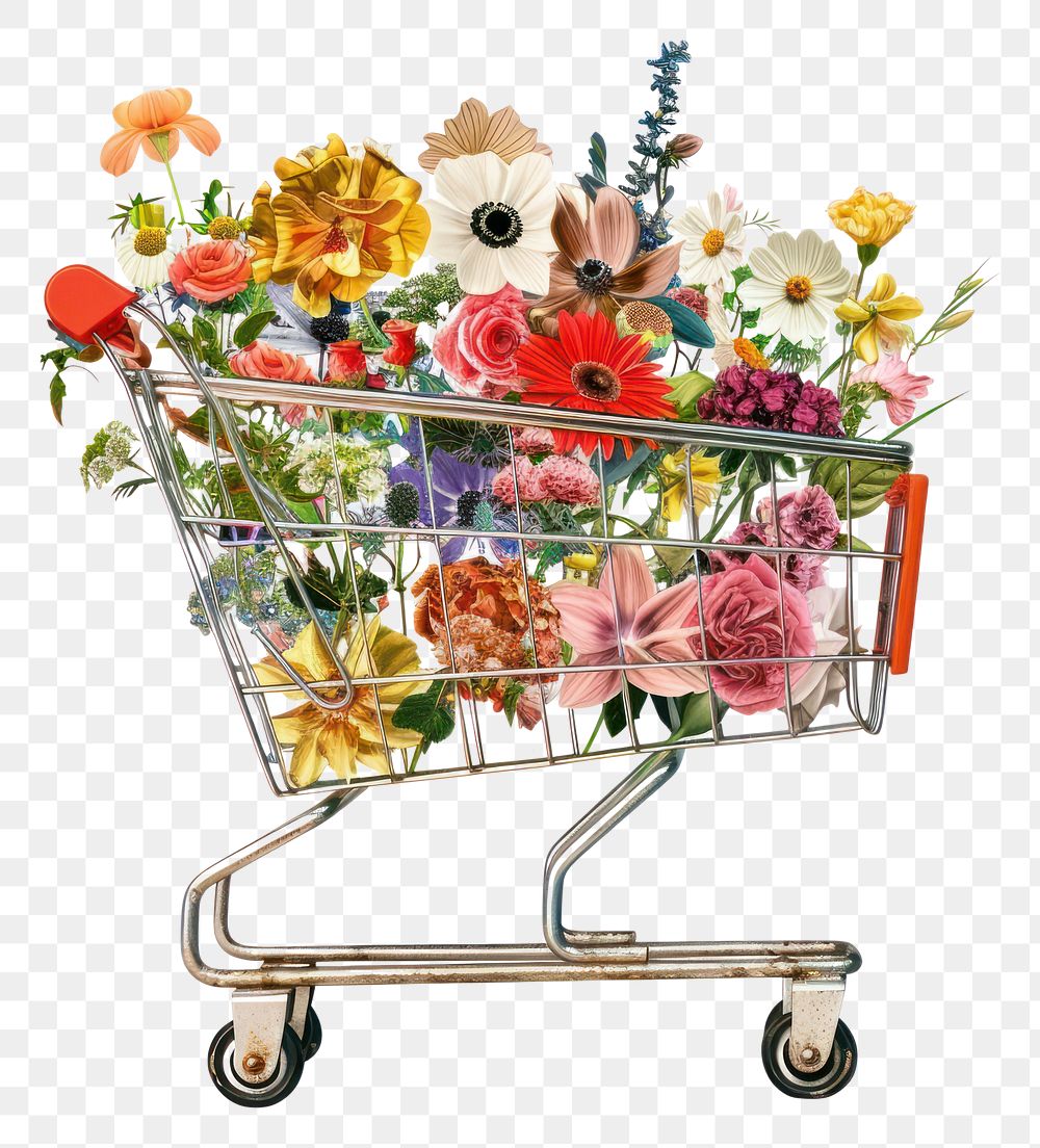 PNG  Flower Collage shopping cart flower blossom plant.