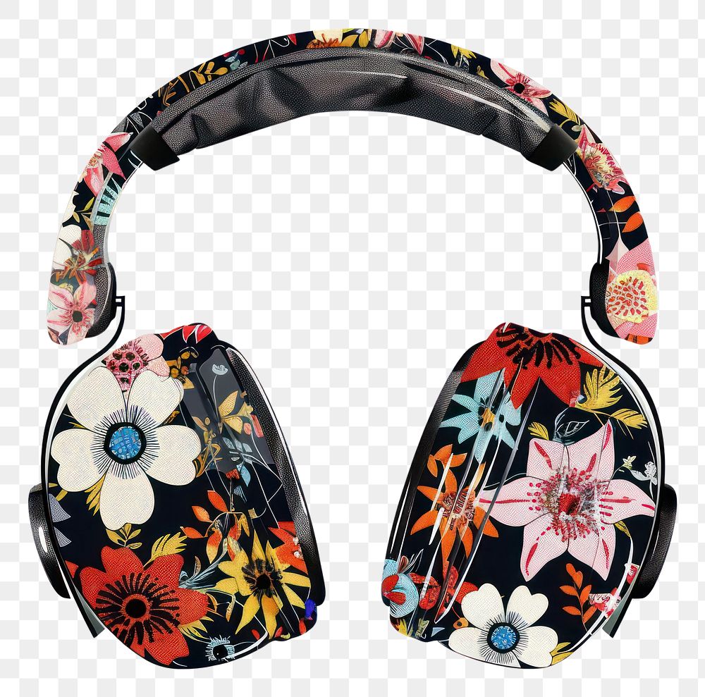 PNG  Flower Collage Headphones headphones electronics headset.