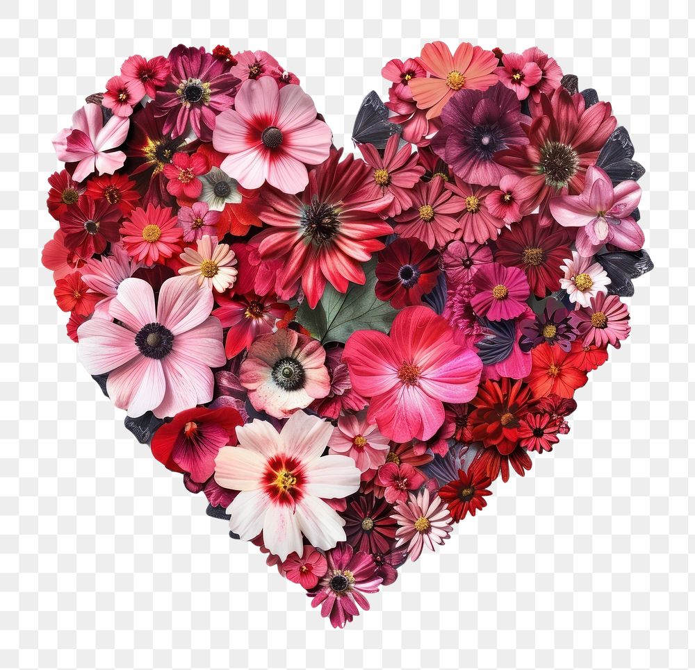 PNG Flower Collage heart shaped flower blossom dahlia.