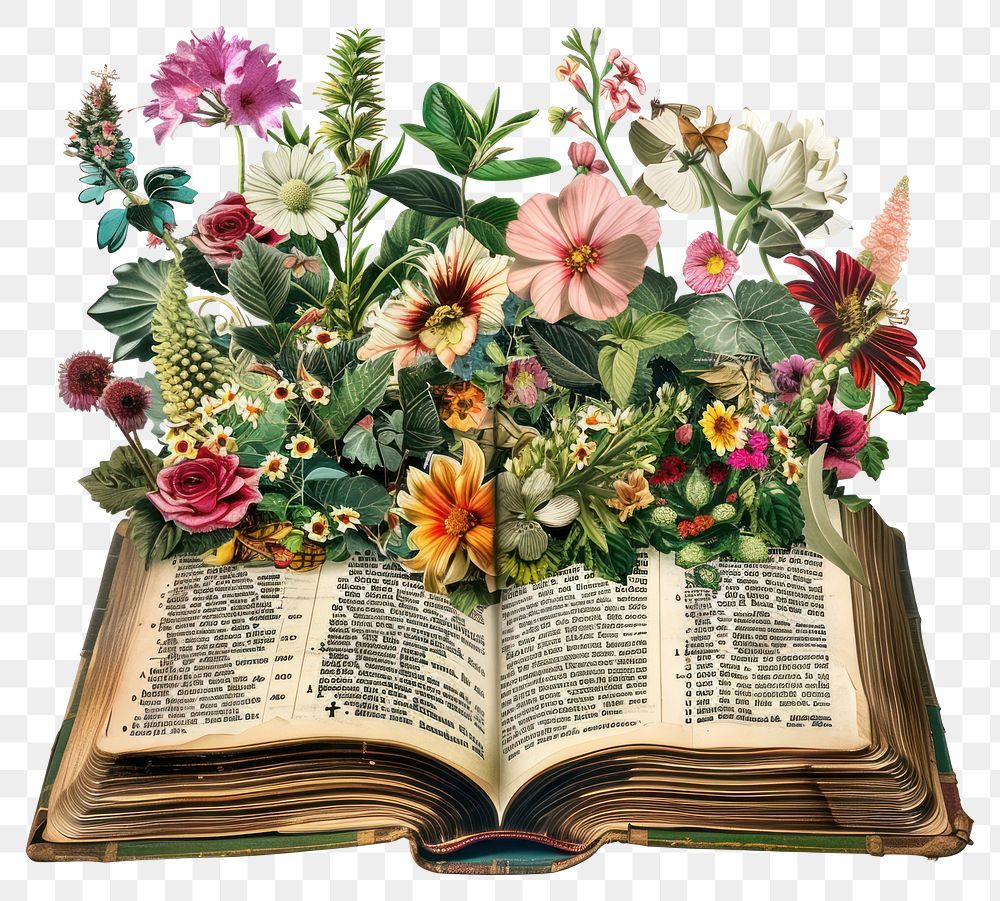 PNG Flower Collage Bible book pattern flower publication.