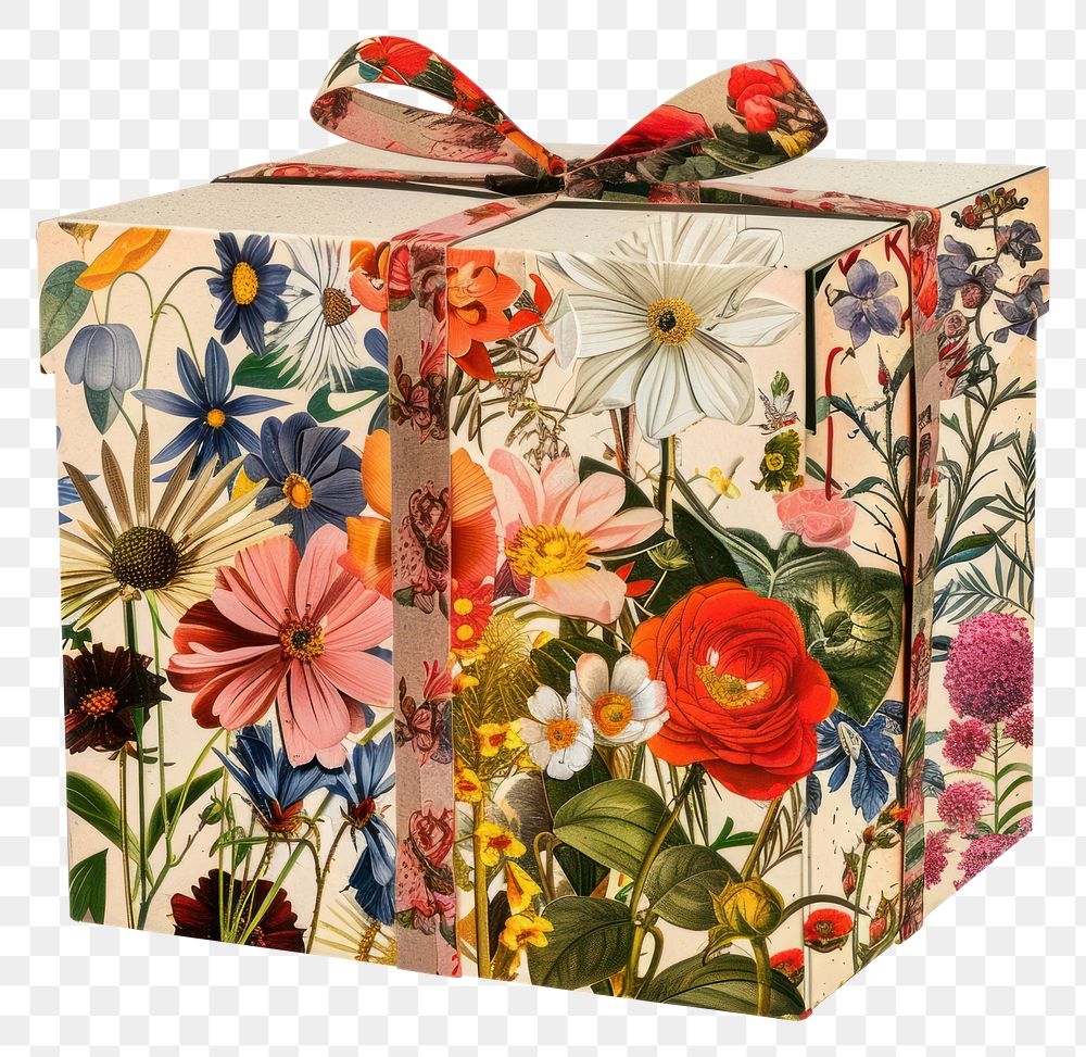 PNG  Flower Collage gift box flower blossom plant.