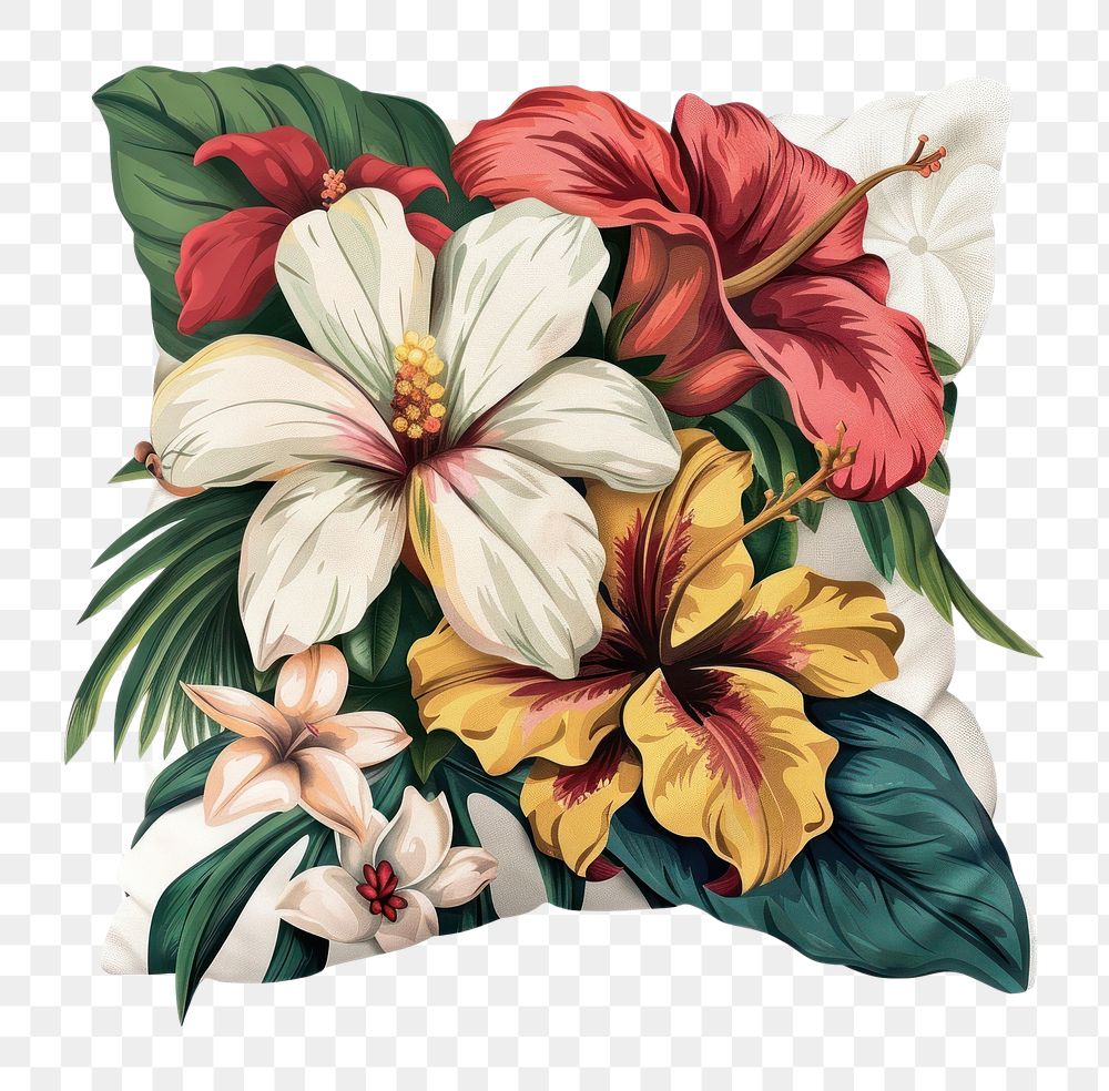 PNG Flower Collage pillow Home decor pattern flower home decor.