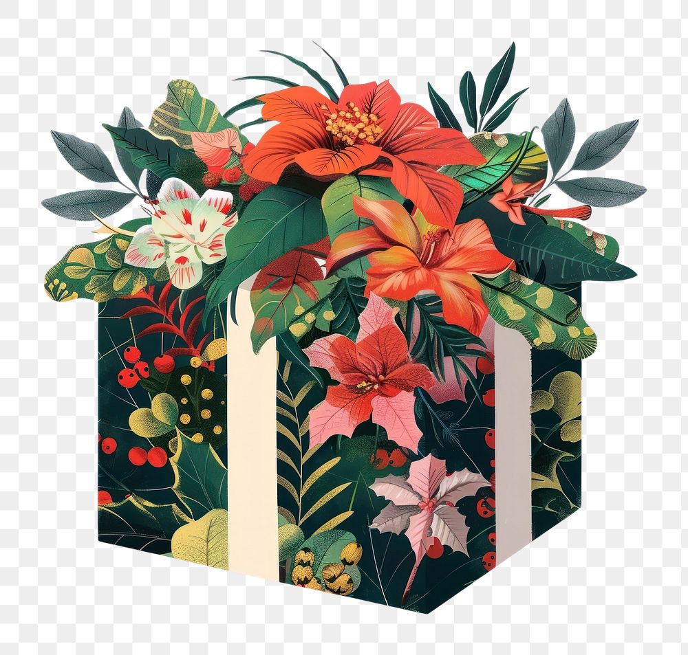PNG Flower Collage gift box pattern flower graphics.