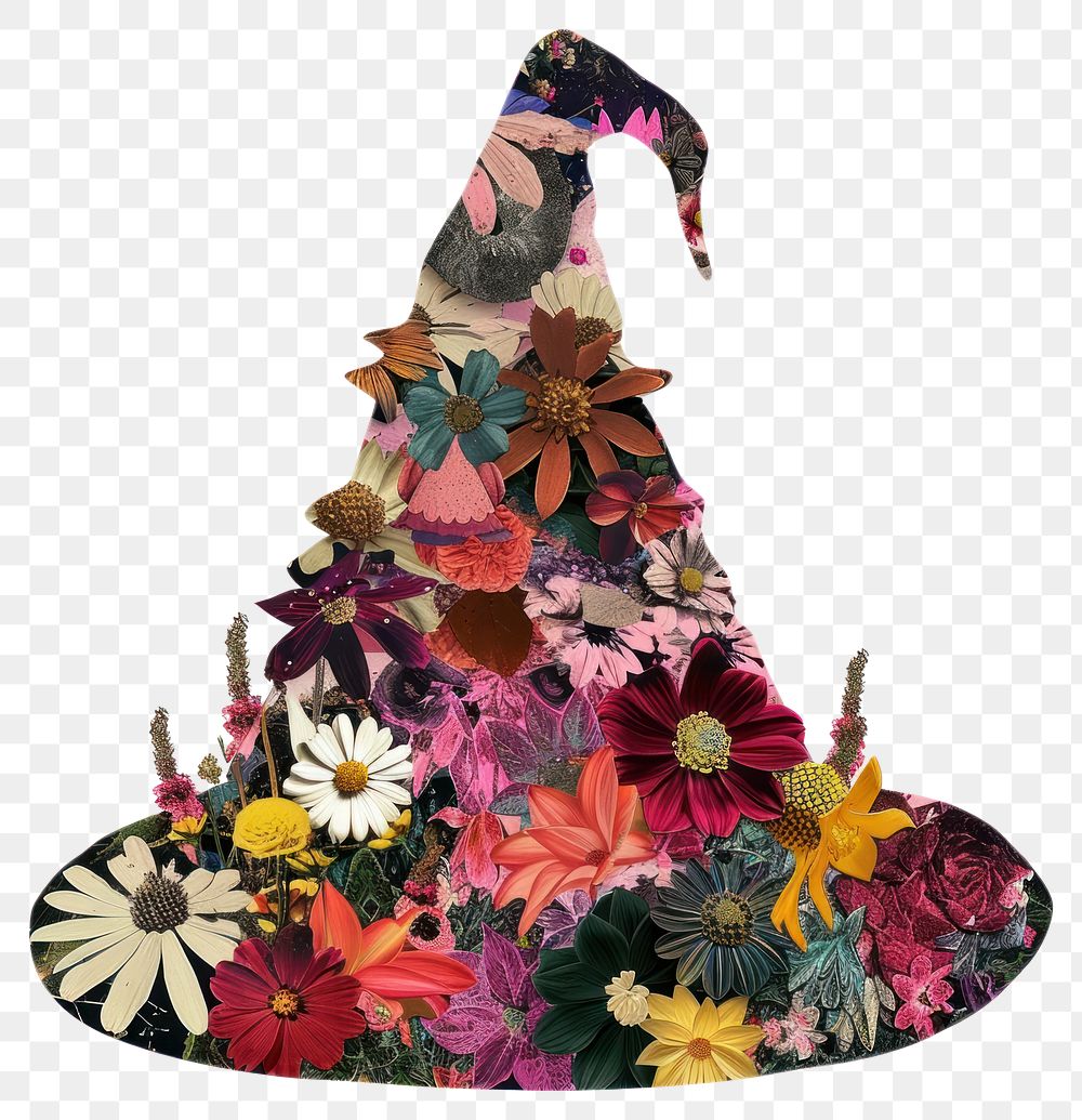 PNG Flower Collage wizard hat flower clothing apparel.