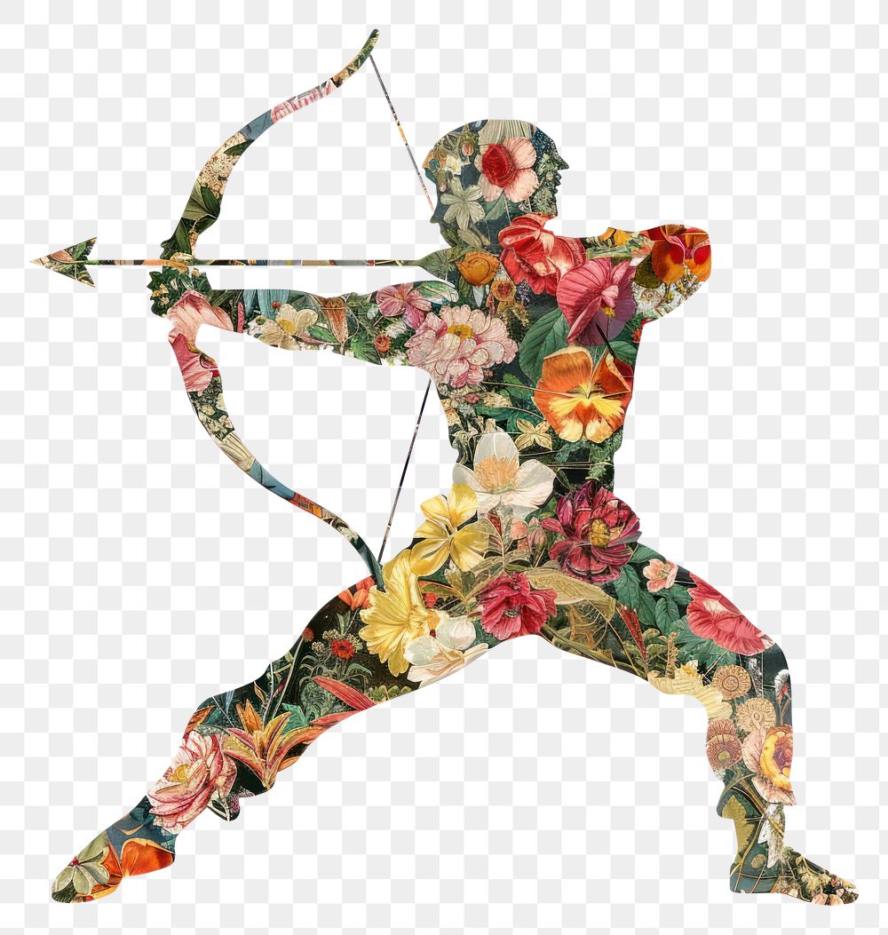 PNG  Flower Collage Sagittarius Zodiac archer weaponry archery.