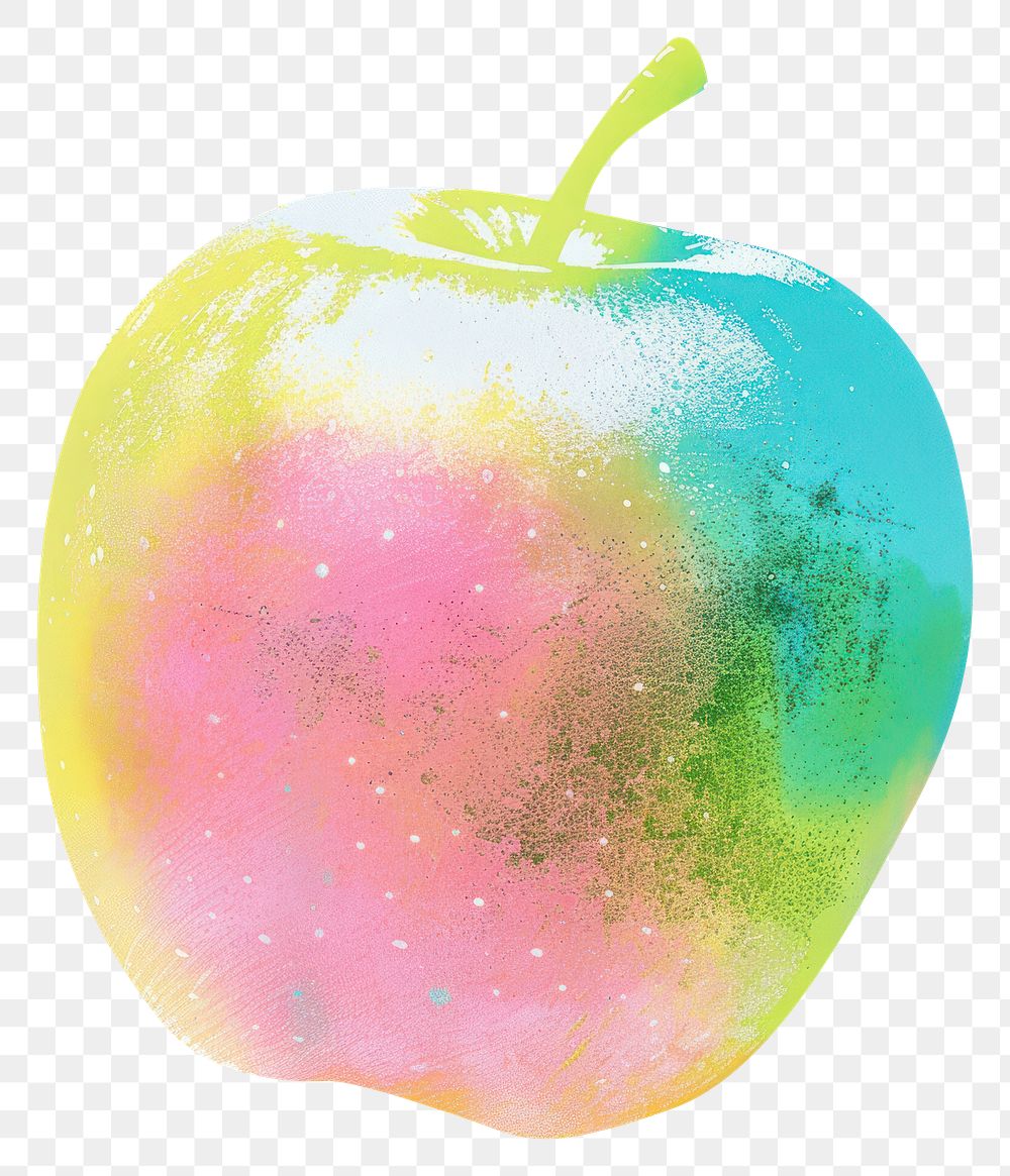 PNG Apple Shaped Risograph style apple produce fruit.