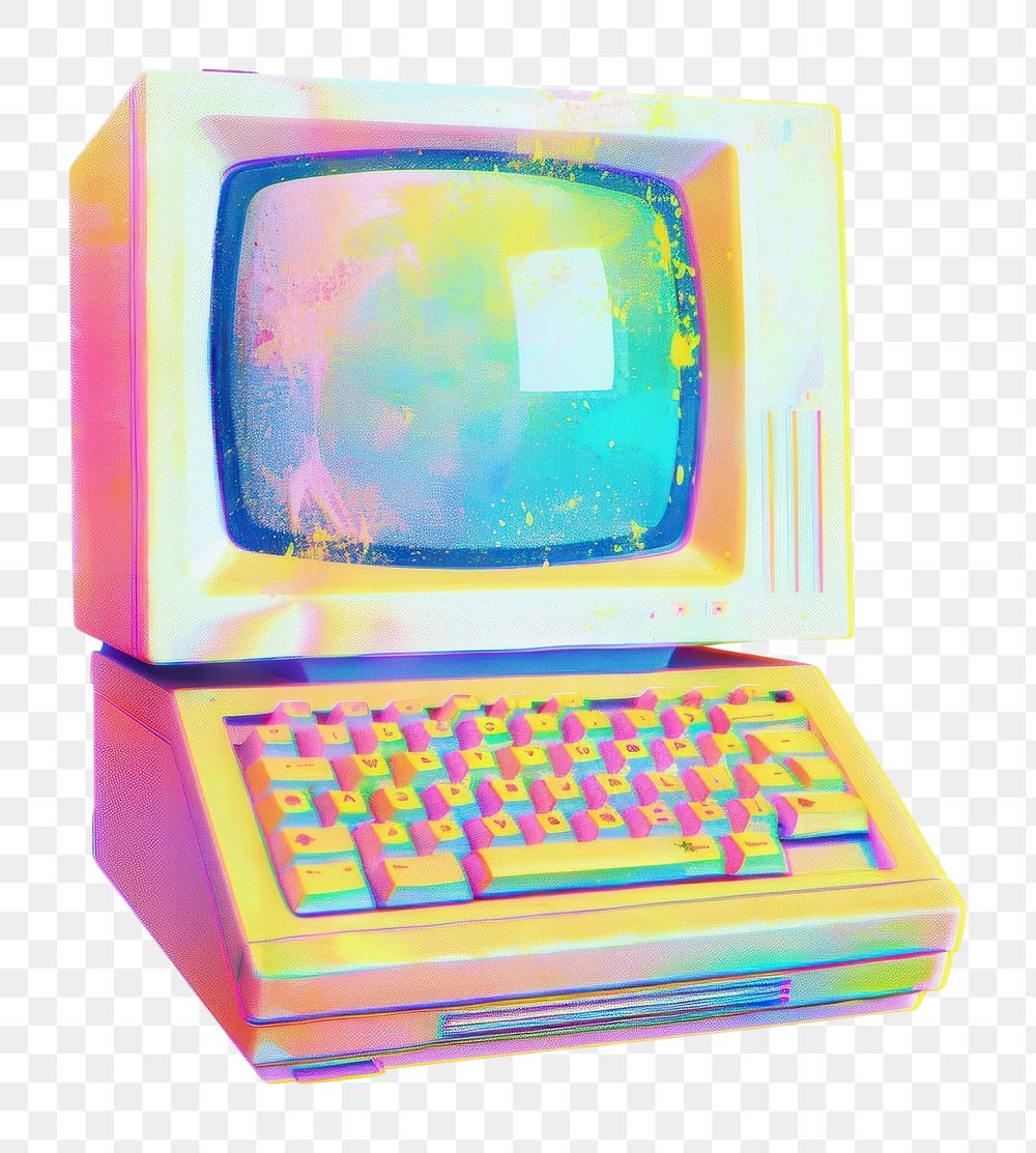 PNG Computer PC Shaped Risograph style computer electronics television.