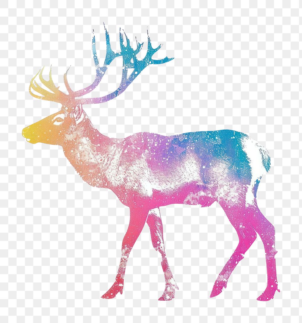 PNG Reindeer Risograph style wildlife antelope animal.
