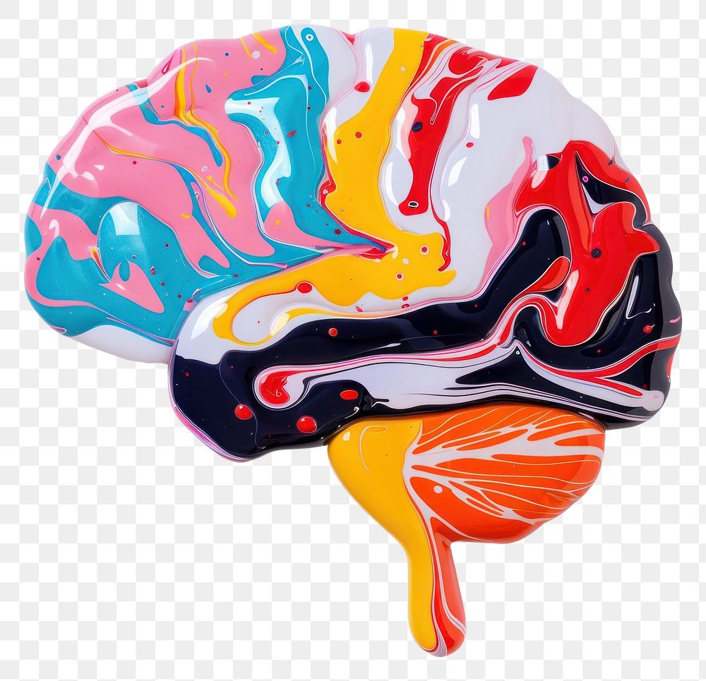 PNG  Acrylic pouring Brain icon confectionery clothing painting.