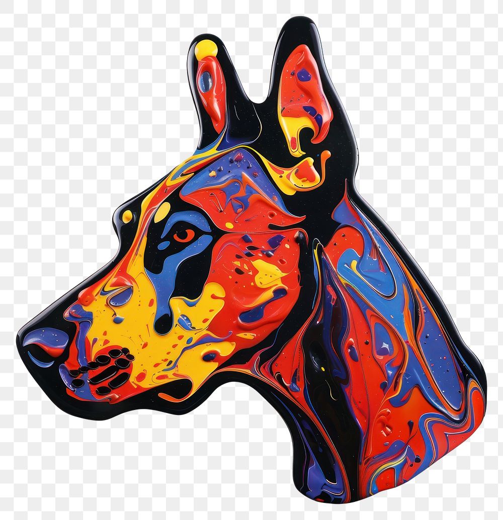 PNG  Acrylic pouring doberman head Dog accessories accessory painting.