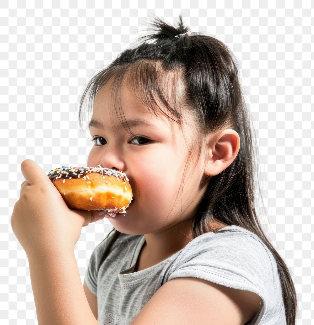 PNG Girl eat donut person female eating.