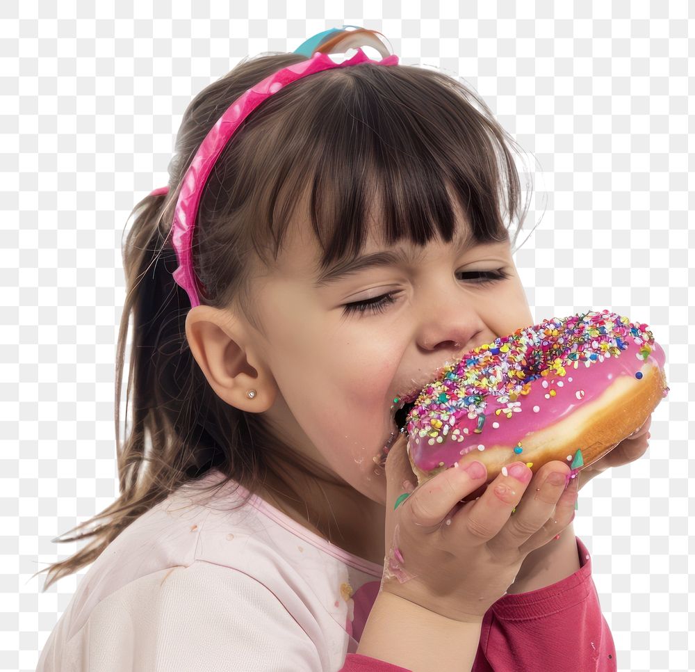 PNG Girl eat donut person female eating.