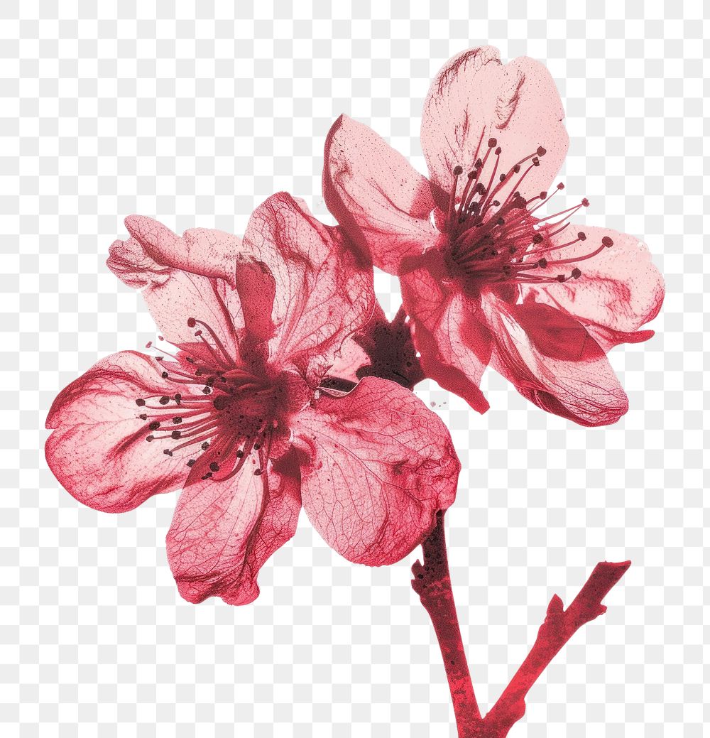 PNG Cherry blossom Shaped Risograph style cherry blossom flower anther.