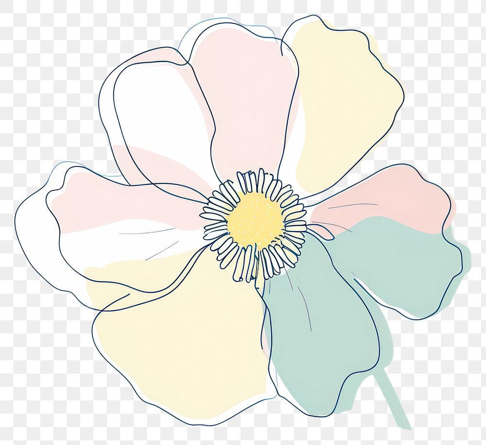 PNG  Screen printing sticker flower illustrated asteraceae anemone.