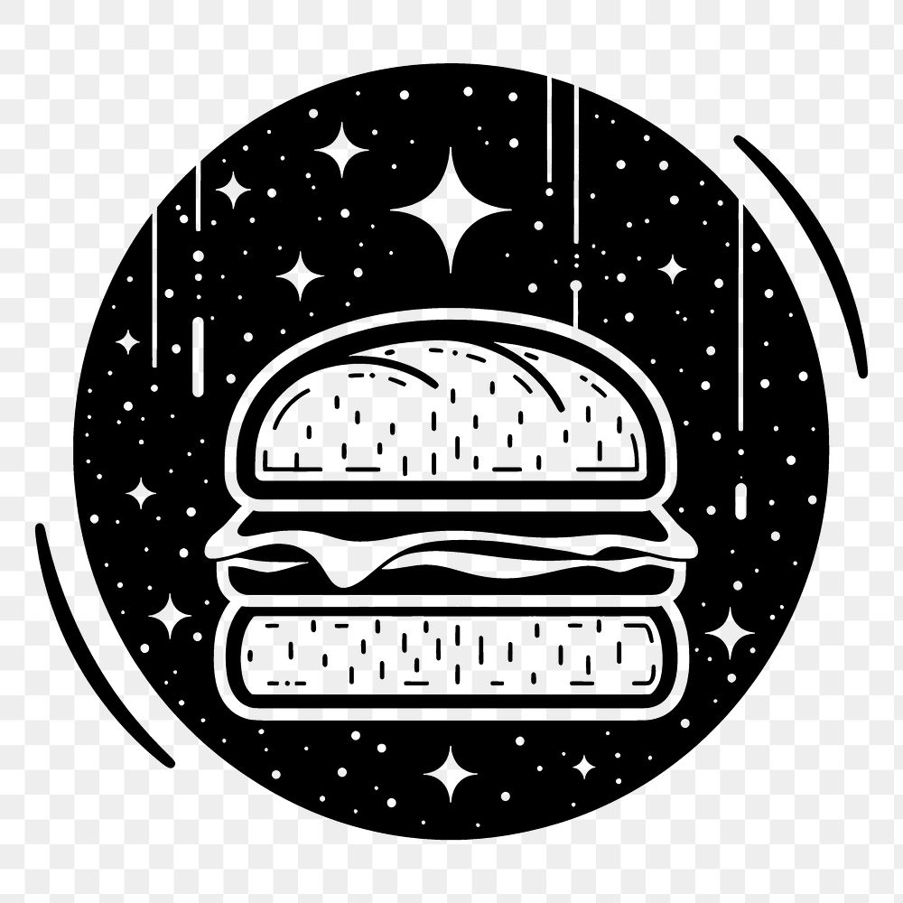PNG Bread logo sticker stencil burger.